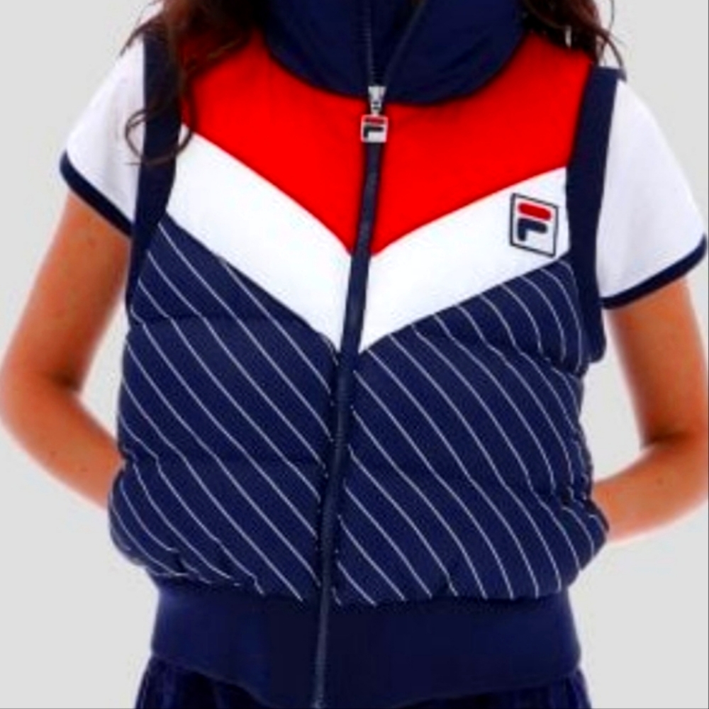 Fila Julie Puffer Vest Sleeveless Full Zip Womens Sz XS Navy Blue